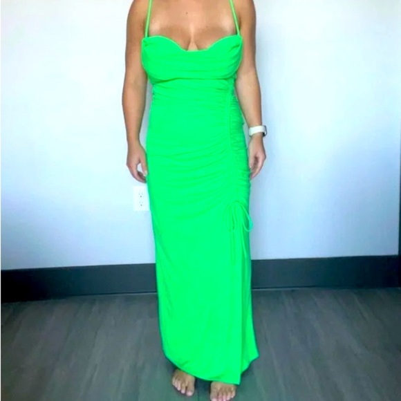 Zara gathered midi dress - green - Picture 2 of 8